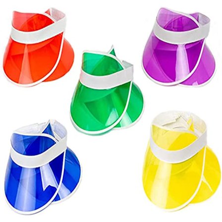 5 stk. gjennomsiktige hatter i plast, strandtenniscaps, solhatt med gjennomsiktig solskjerm, for golf, baseball, tennis og strandfest
