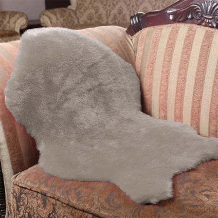 Faux pälsmatta, mjuk djup lugg soffkudde, faux lammull matta löpare 40cm×60cm för sovrum barnrum, ljusgrå