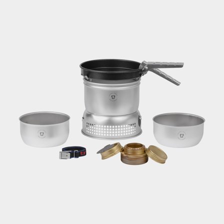 Spiritusbrander / stormkeuken Trangia 27 Small, 1000 W + 2 pannen in DS / Duossal 2.0-laminaat + 1 koekenpan in NS / Non Stick-teflon + windscherm in 