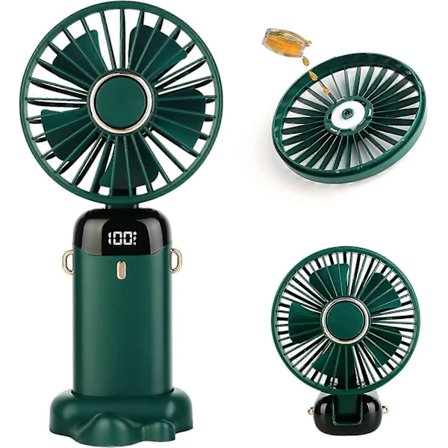 Mini Ventilator, Håndventilator Lille Ventilator 5000mAh USB Ventilator Bærbar Ventilator, med Aromaterapi Tablet og Snor - Grøn