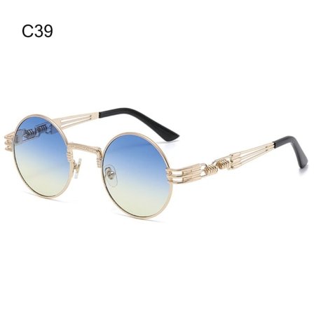 Runda Steampunk Solglasögon Metallram Solglasögon C39 C39