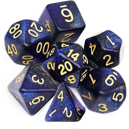 7 stk. (blå sort) polyhedral terninger D20 D12 D10 D8 D6 D4 16mm akryl terningesæt til Dungeons and Dragons DND terninger RPG MTG brætspil dobbelt 