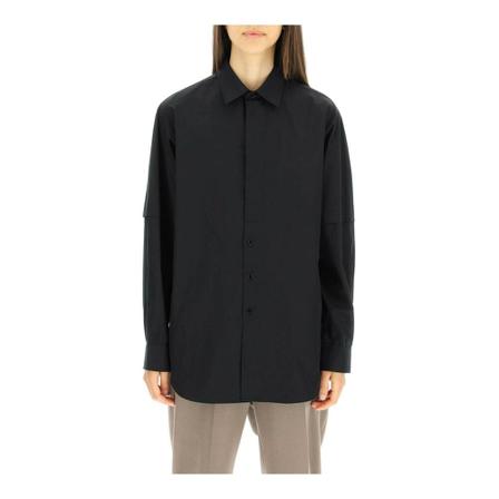 Lemaire cotton shirt with double sleeve effect Sort, Dame Skjorter