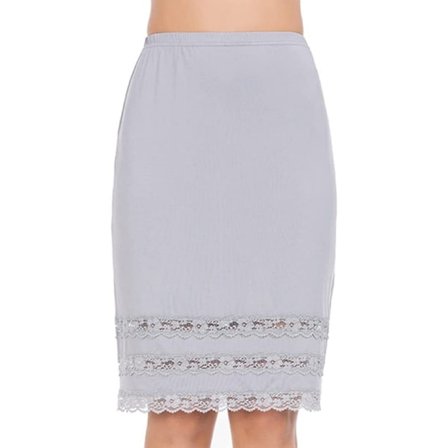 Halv Slip til Kvinder Underskørt Kjole Blonder Trim Knælang Kort Skørt