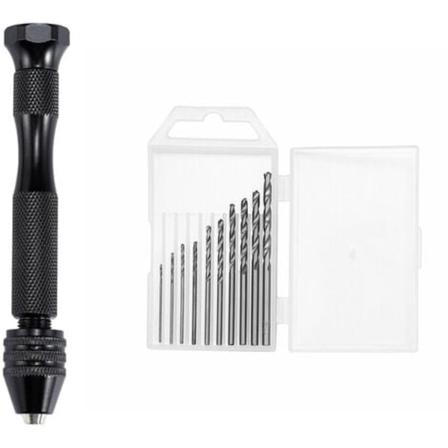 0,3-3mm med borsett, hånddrevet drill, manuell boring (middels sort hånddrevet drillsett/40g)
