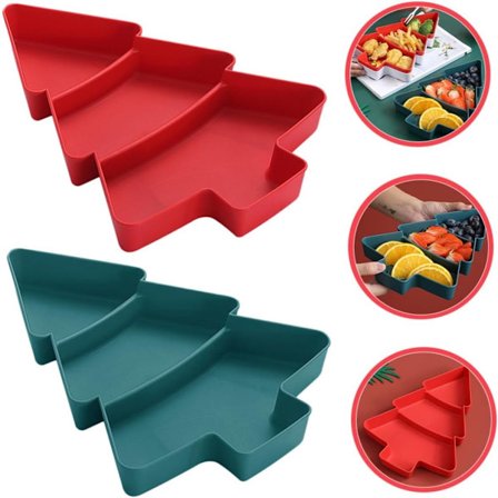 Frugtskål 2 Stykker Frugtkurv Skrivebordsorganisatorer Juletræ Juletræsformet Tallerken Dekorativ Skål Moderne Plast til Rød Grøn