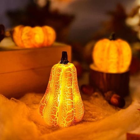 Höstdekoration Pumpafigurer med LED-ljus – 3-pack Pumplampor för Bord & Halloween