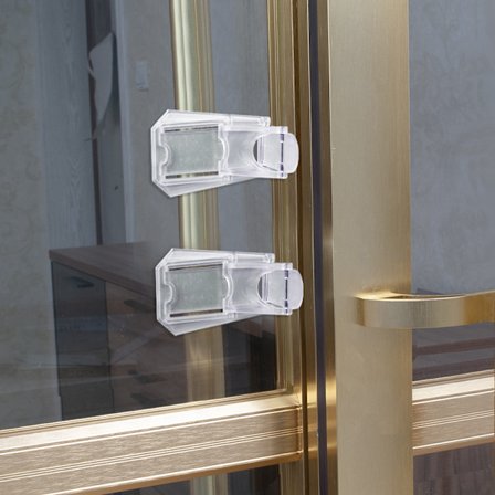 5-pak, Skydedørsbarnesikring - Babysikring af Skabe, Glasdør