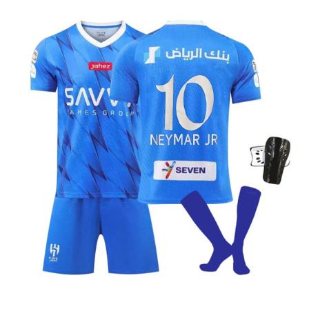 23-24 Al-Hilal Saudi FC Barnhem fotbollströja nr 10 Neymar Neymar 10+socks+sky L