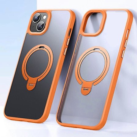 Etui til iPhone 15 Plus med stativ, matt bakside, kompatibelt med MagSafe