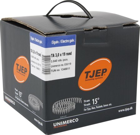 TJEP 836025 Pappspiker rullebåndet, TA 3 x 25 mm, FZV, 2880-pakning, Innfesting