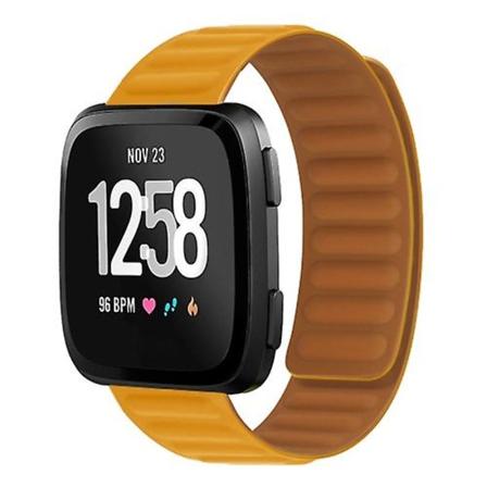 Til Fitbit Versa 4 / 3 / Sense 2 20mm Silikone Magnetisk Urrem GYS Orange Yellow
