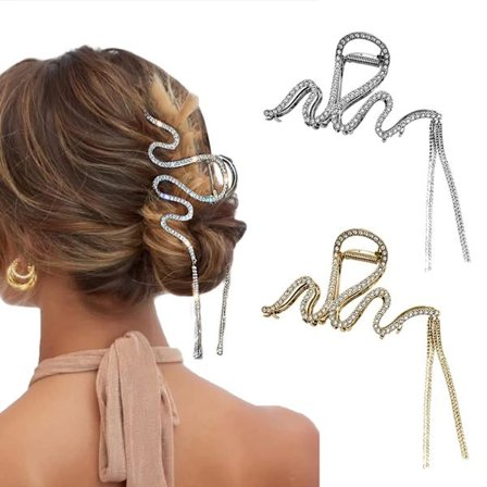 Hårklämmor Klo för kvinnor Metall 2 st Sivery Guld Stora halkfria starka metall Snack Hårklämmor