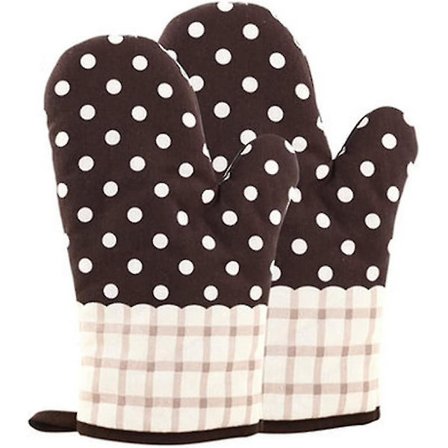Hanske Mikrobølgeovn Bbq Ovn Bomull Bakepot Votter Matlaging Varmebestandig Kjøkken, Bomull Med Tykt Frottéstoff Fôr, Sett Med 2 Votter (Svart)