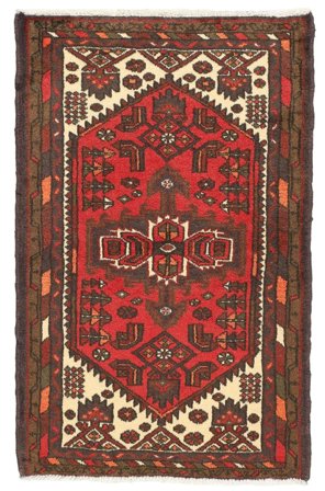 Tapis Hamadan 75X120 Rouge Foncé/Noir (Laine, Perse)