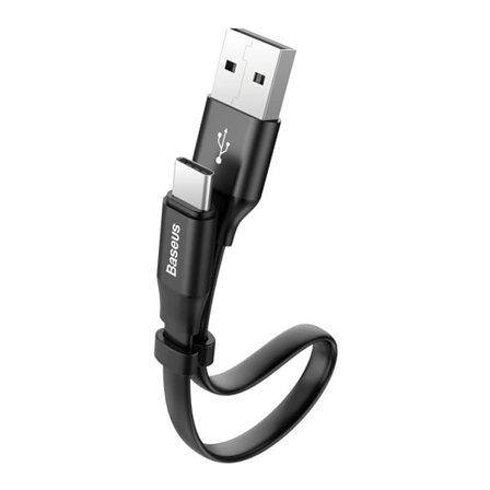 Baseus Nimble platt kabel USB / USB-C-kabel med hållare 2A 0,23M svart (CATMBJ-01)