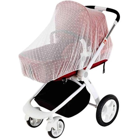 Hvit universell babymyggnetting for barnevogn, bærebag, paraply