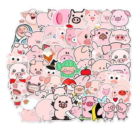 50 tegneserie lyserøde smågrise notesbog klistermærker dekorative klistermærker DIY ph