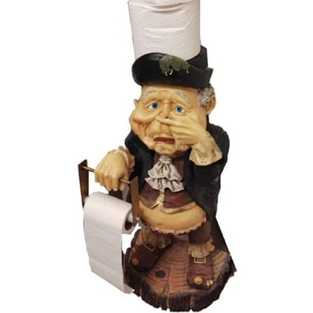 Toalettbutler med rullpapirholder som klemmer på nesen, toalettpapirholder i harpiks til baderomspapir, super søt