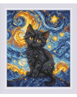 Broderikit Tavla Stjärnklar Katt - Riolis