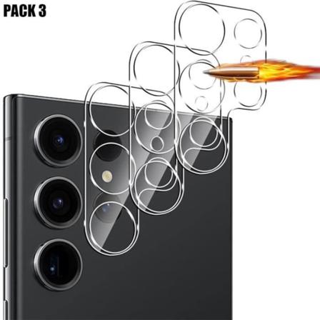 Hærdet glas bagkamera til Samsung Galaxy S24 Ultra, gennemsigtig stiv stødsikker beskyttelsessæt med 3
