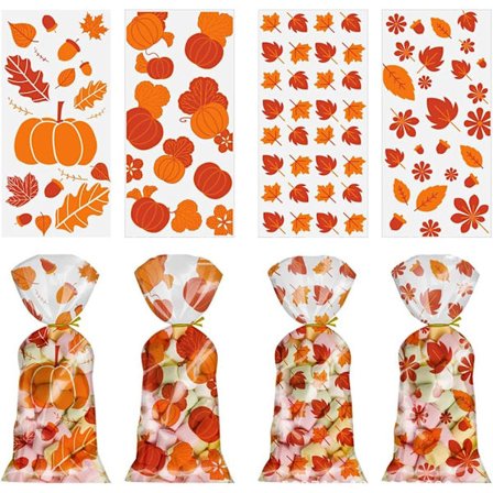100 Thanksgiving Cellophane Snack Bag Autumn Harvest Party Biscu