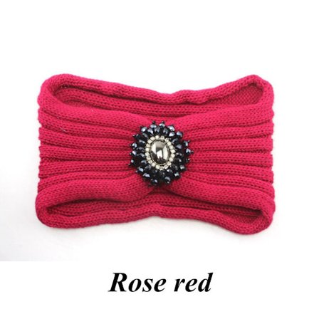 Neulottu pääpanta Wide Ear Warmer Stretch Turban ROSE RED - varastossa