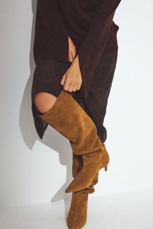 Premium Selection - Knehøye skinnboots - Boots - Beige - EU 40