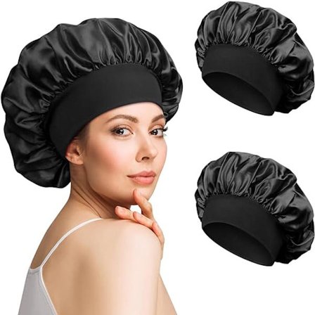 2 stk. Satin Bonnet Silke Bonnet til Krøllet Hår, Hår Bonnet Silke Hår Wrap til at Sove, Nattesøvn Hætte til Kvinder
