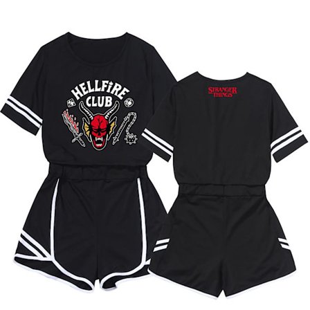 Stranger Things 4 The Hellfire Club T-shirt Shorts Set style 1 L