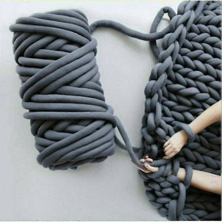 500g/1kg DIY Chunky Garn Jumbo Strik Kæmpe Arm Strikket Tæppe Tyk Vævning Manuel Høj Kvalitet Mørkegrå 500g