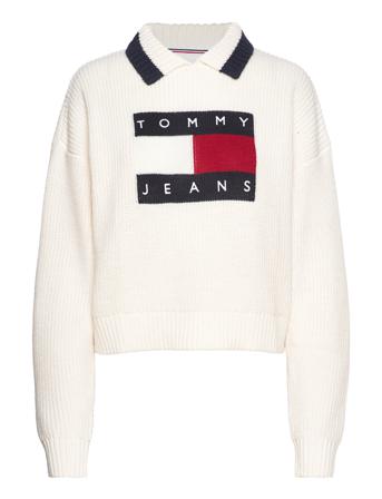 Tjw Flag Collar Sweater Pullover Hvit Tommy Jeans