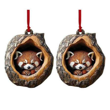 2 stk. Juletræspynt med dyr, 2D akryl skovdyrsdekoration, let at hænge, dyredekoration i træhul til kaminhylde, træ, krans
