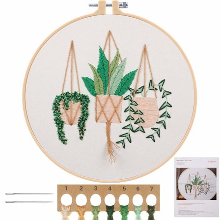 Fuld serie broderi startpakke, DIY korssting stemplet broderi kit til voksne begynder starter (planter blomster)