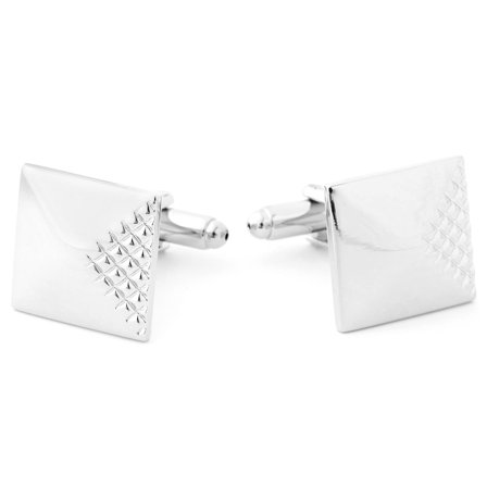 Srebrzyste spinki do mankietów z motywem diamentu dla mężczyzn