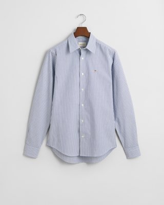GANT - Slim fit stripet poplinskjorte med stretch til herre college blue