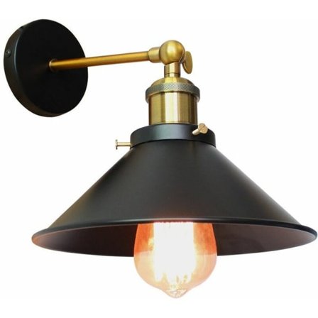 Svart metall vägglampa, retro industriell taklampa