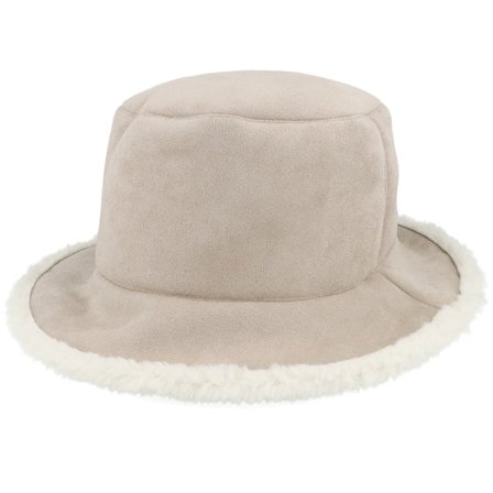 Seeberger - Beige bucket Hat - Faux Fur Hat Smoke Grey/Off-white Bucket @ Hatstore