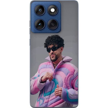 Yhteensopiva Puhelinkuori Motorola Edge 60 Värikäs kuvaus surullisesta sydämestä rannalla palmujen, delfiinien ja auringonlaskun kanssa retro-taiteess