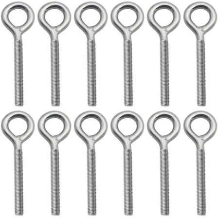 Sæt med 12 Bolte - M5 Øjebolt i 304 Rustfrit Stål Ring Skrue E