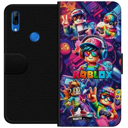Yhteensopiva Lompakkokotelo Huawei Huawei P Smart Z Värikäs Roblox-peliryhmä kuulokkeilla, ohjaimilla ja neonväreillä, täydellinen lapsille ja p