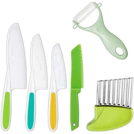Børnebagekniv Køkkensæt Børnekøkkenredskaber 6-delt sæt Multi-farvet TOV
