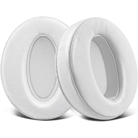 Korvaavat korvatyynyt, ensiluokkaista proteiininahkaa ja tiheää vaahtomuovia, Sennheiser HD 4.50BT -kuulokkeille ja muille (valkoinen)