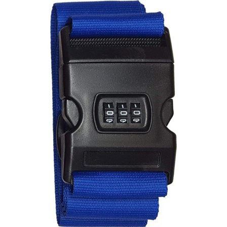 Personlig Bagagerem - Säkra Bagage 180cm x 5cm med Lås - Tryckt (Blå med Lås)