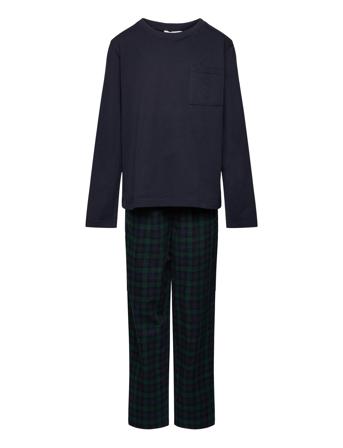 Two Pieces Checked Long Pyjamas Pyjamas Sett Marineblå Mango*Betinget Tilbud