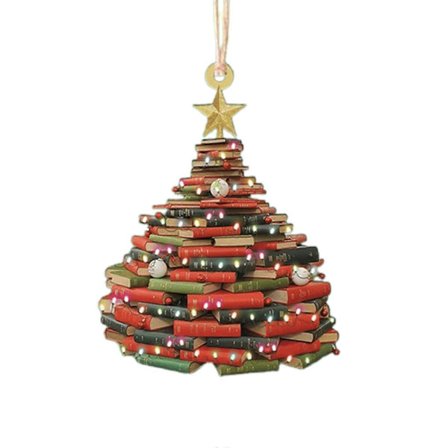 Julgransdekoration med staplade böcker - Läsande bok - Hängande dekoration
