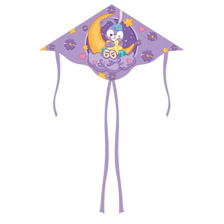 Delta Kite for Kids Adults Ekstremt enkel å fly Kite for Beach Trip Triangle Kite med dobbel hale for nybegynnere Tegneserieform lilla