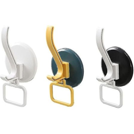 Självhäftande krokar 3 stycken, badrock/handdukskrokar, plastväggkrok vattentät (vit blå svart)