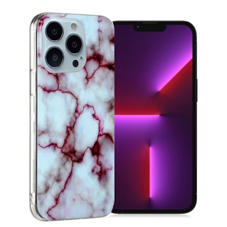 Marmormotiv iPhone 13 Pro skal - Röd