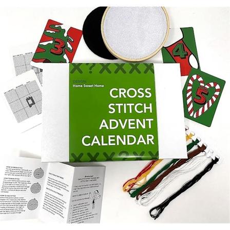 Krysssting Adventskalender, 24 Dagers Krysssting Adventskalender, Julebroderikit for Kvinner og Jenter green